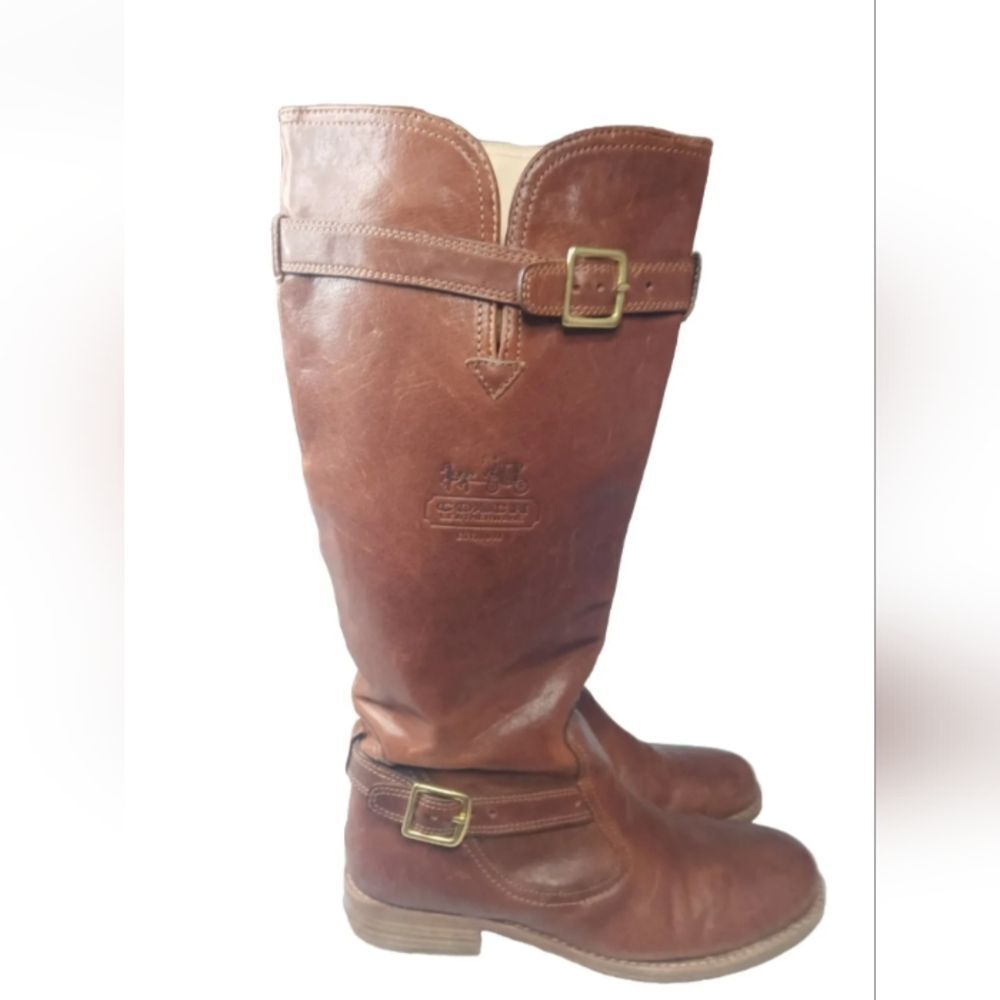 Coach Whitley Leather Riding Boots Women's Size 7.5 B Cognac Brown